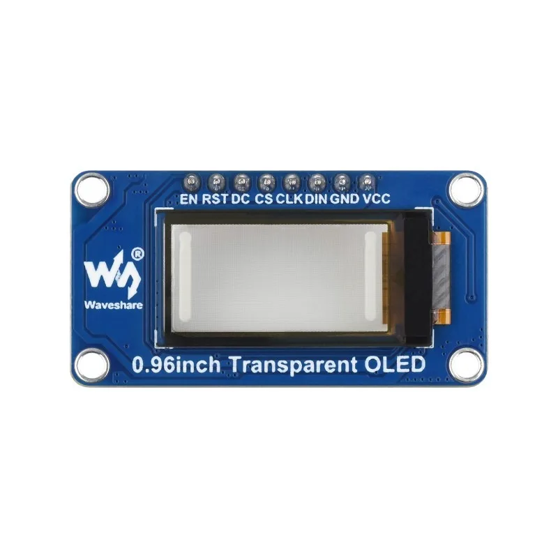 waveshare 0.96inch Transparent OLED Display Module, 128 × 64 Resolution, SPI/I2C Interface, SSD1312 Driver IC
