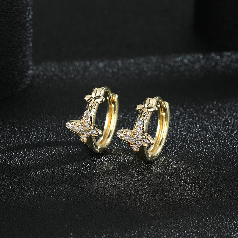 Micro-encrusted zircon geometric earrings personalized exquisite versatile and high-end earrings for women