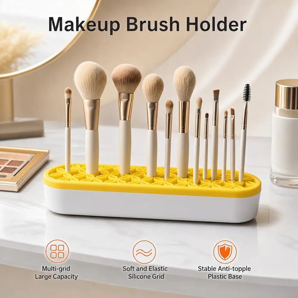 Makeup Brush Organizer Holder Multi-Grid Desktop Storage Rack Cosmetic Tool Display Stand for Vanity Tabletop Organizer