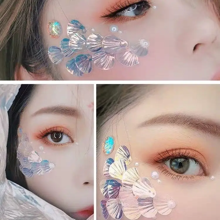 Mermaid Flake Glitter Powder Fish scales Eye Makeup Sequins Eye corner stickers Shell sequins Face Shinny Gel Pigment