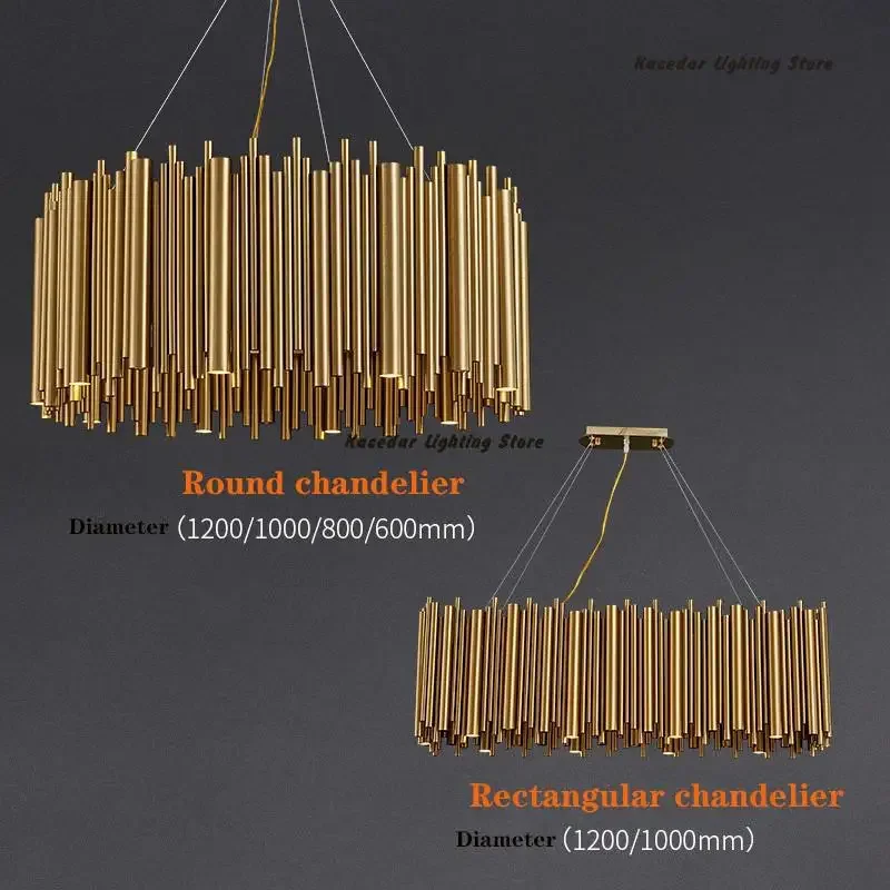 

Modern Gold Chandelier Living Room Island Deco LED Lighting Stainless Steel Round Bedroom Restaurant Oval Interior Hanging light
