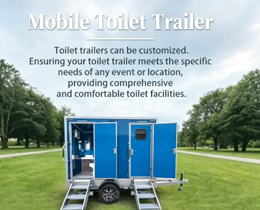 Portable Bathroom Trailer Custom Color and Stall  Stainless Steel  Towable Toilet For  for Outdoor Wedding Party Events Public