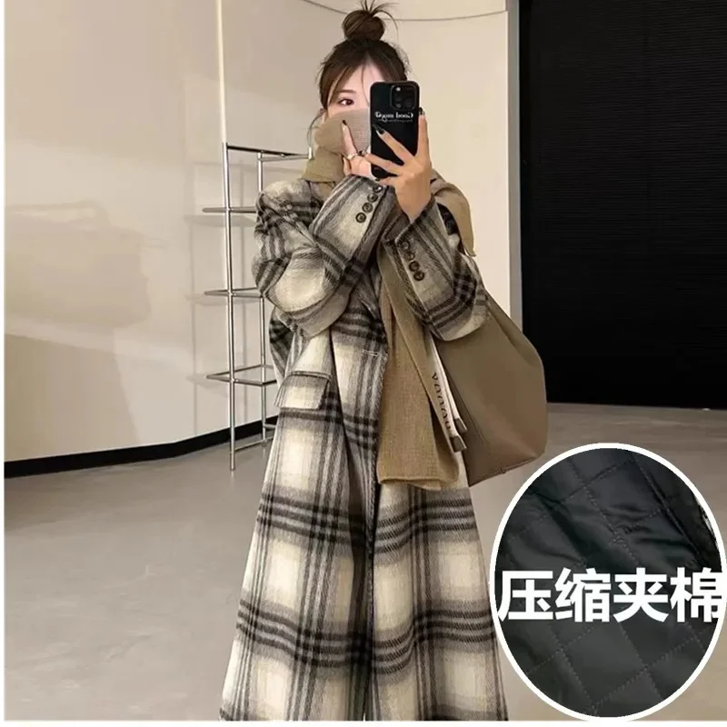 

2025 женский высококачественный утепленный хлопковый топ, куртка, осень-зима, женское пальто выше колена, корейская женская модная шерстяная верхняя одежда