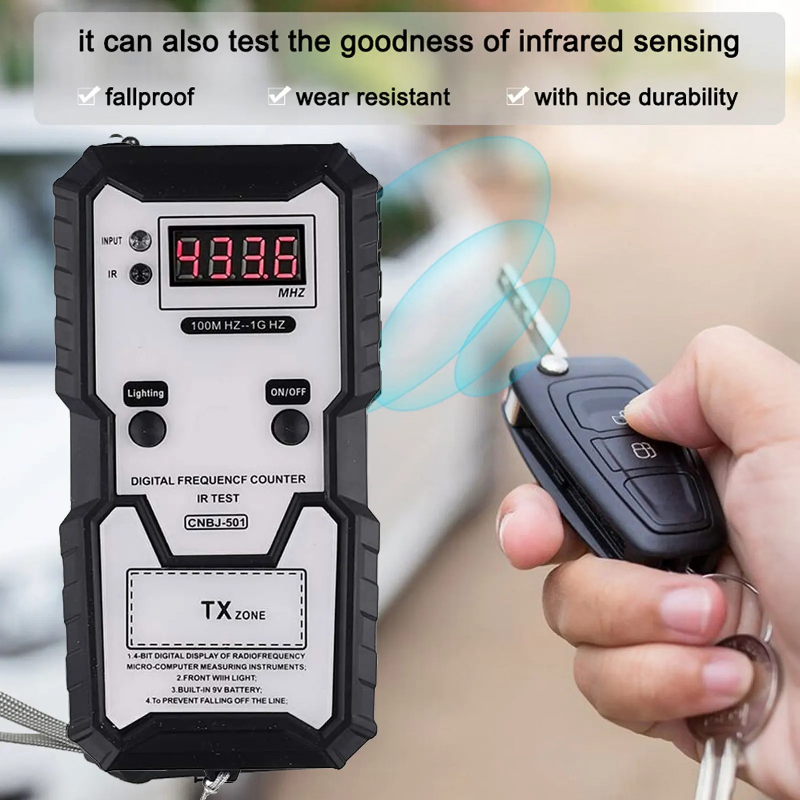 

Professional Infrared Frequency Tester & Counter 100M-1GHz Range For Car Keys & Remote Controls IR Frequency Analyzer