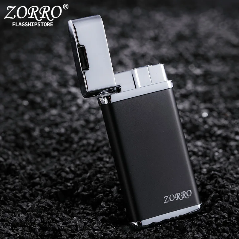 Genuine ZORRO Ultra-thin High-end Gas Lighter Windproof Inflatable Pure Copper Personality Unusual Creative Turbine Lighter