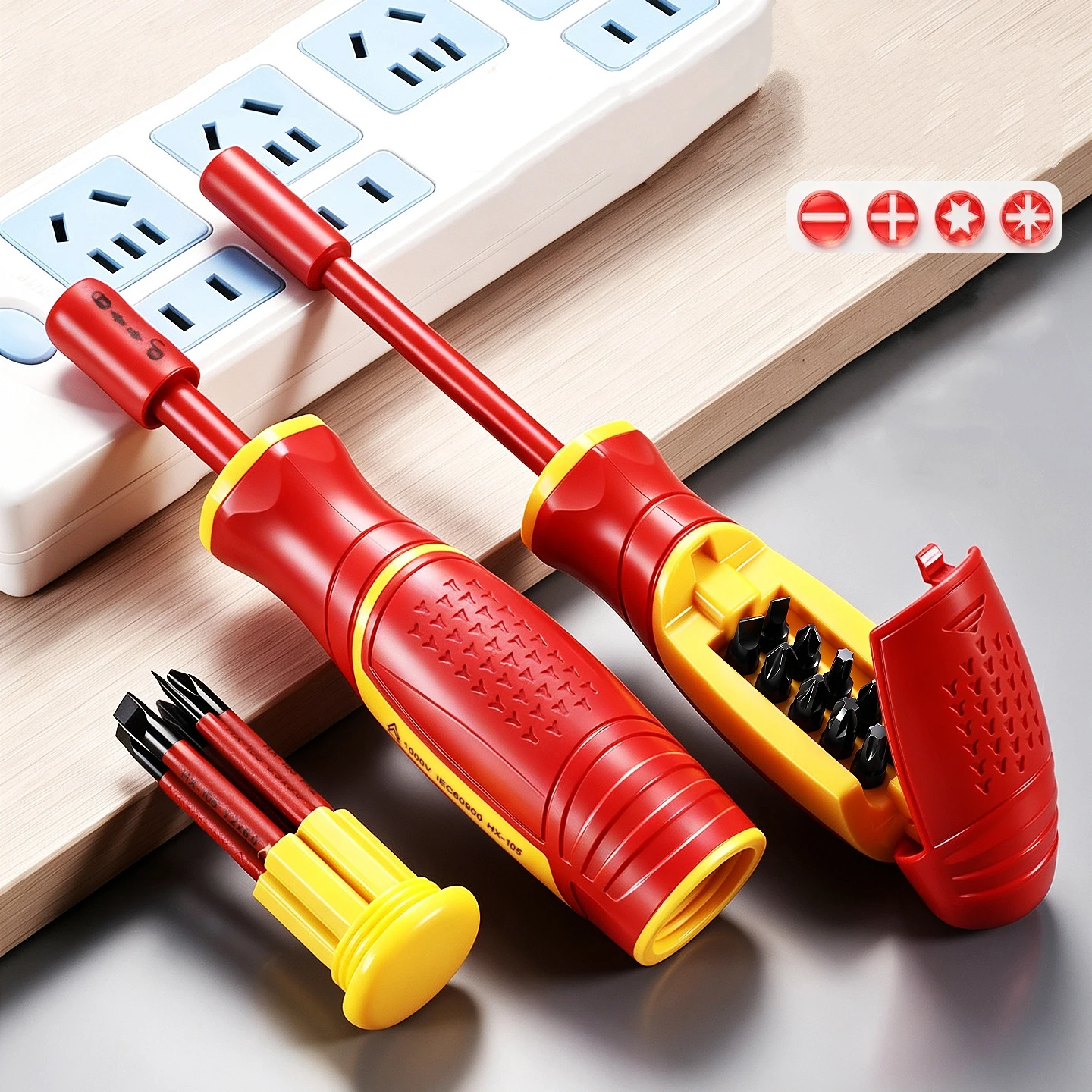 Isoliertes Set Magnetische Phillips- und Schlitz-Bits Profi-Elektriker-Schraubendreher Austauschbare Mehrzweck-Werkzeuge für Auto- und Motorradreparaturen