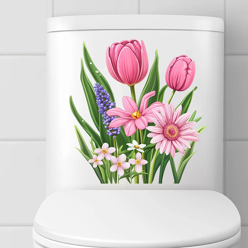 Green Plant Leaves Wall Sticker Bathroom Toilet Sticker WC Self Adhesive Mural Beautify Flower Home Decoration Decals Bathroom
