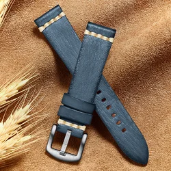 ADDIESDIVE Retro Handmade Cowhide Watch Strap Handmade Vegetable Tanned Leather Watch Strap Replacement 20mm 22mm Watch Straps