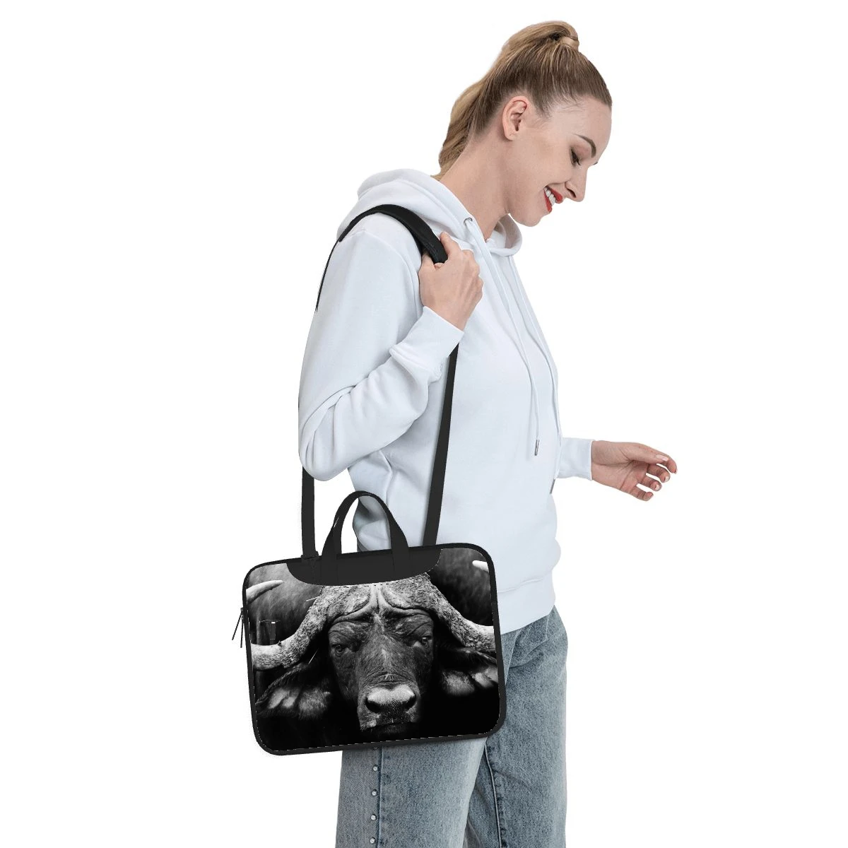 buffalo animal Laptop Bag Printed Pattern Fashion Ultra-thin Shockproof Portable Tablet Sleeve Bag Laptop Bag