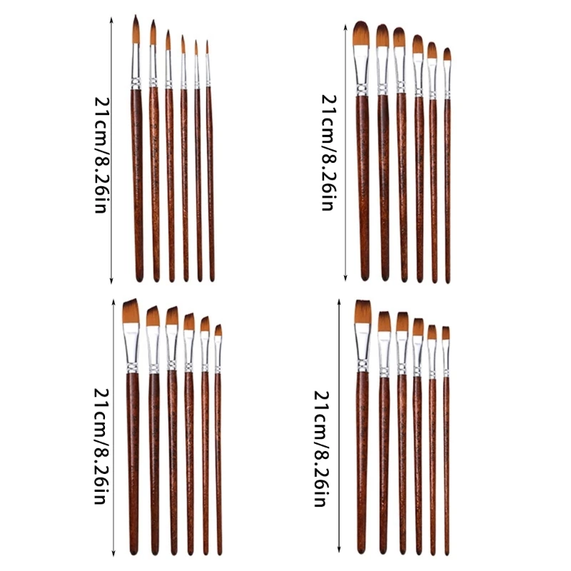 6 Chiếc Cọ Sơn Nylon Dùng Cho Sơn Dầu Acrylic Màu Nước Gouache Tranh