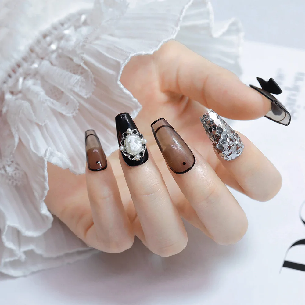 5 pçs barroco vintage beleza cabeça arte do prego decoração jóias acessórios encantos strass pérola metal manicure suprimentos ferramenta