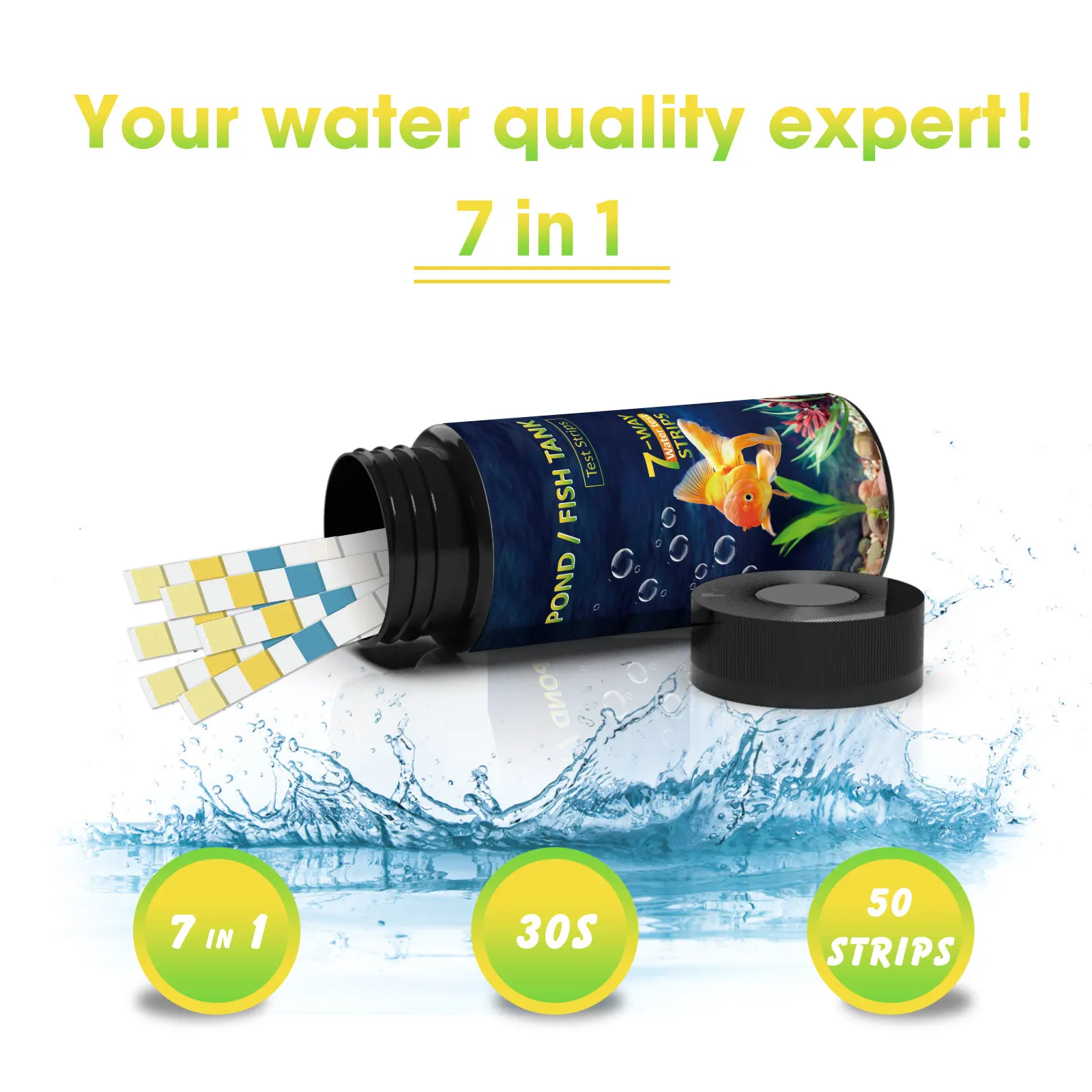 7 parameters water test strips for pond and fish tank testing Carbonate