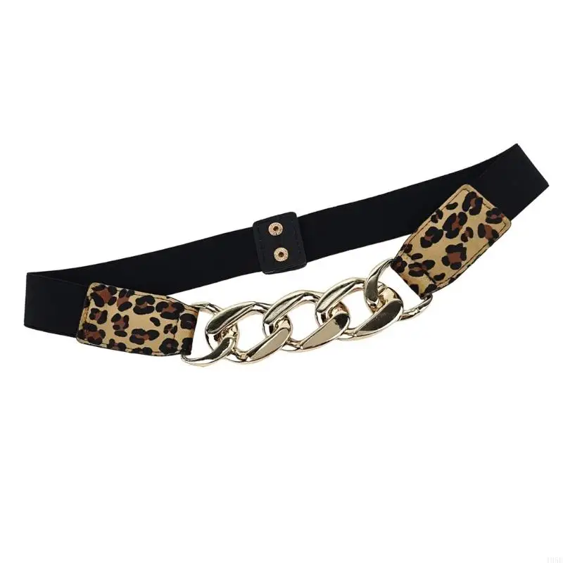 195e cintura elástica retro para mujeres estampado leopardo elegante cinturón silvestre