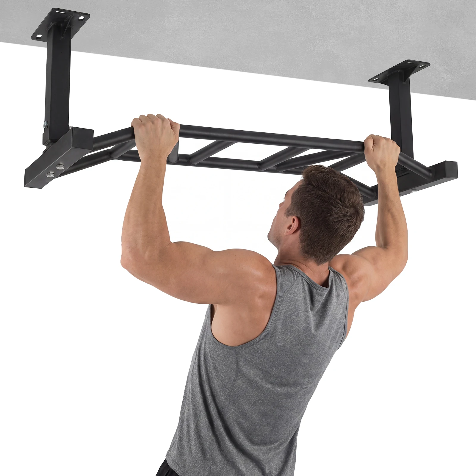 

47-дюймовый настенный турник с регулируемой высотой и нагрузкой до 600 фунтов, тренажер для фитнеса верхней части тела, оборудование для домашнего спортзала