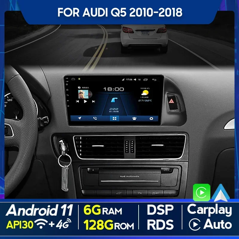 Android Car Radio Multimedia Player for AUDI Q5 2010-2018 LHD Carplay Auto Smart Car Electronic Devices Stereo GPS Navigation