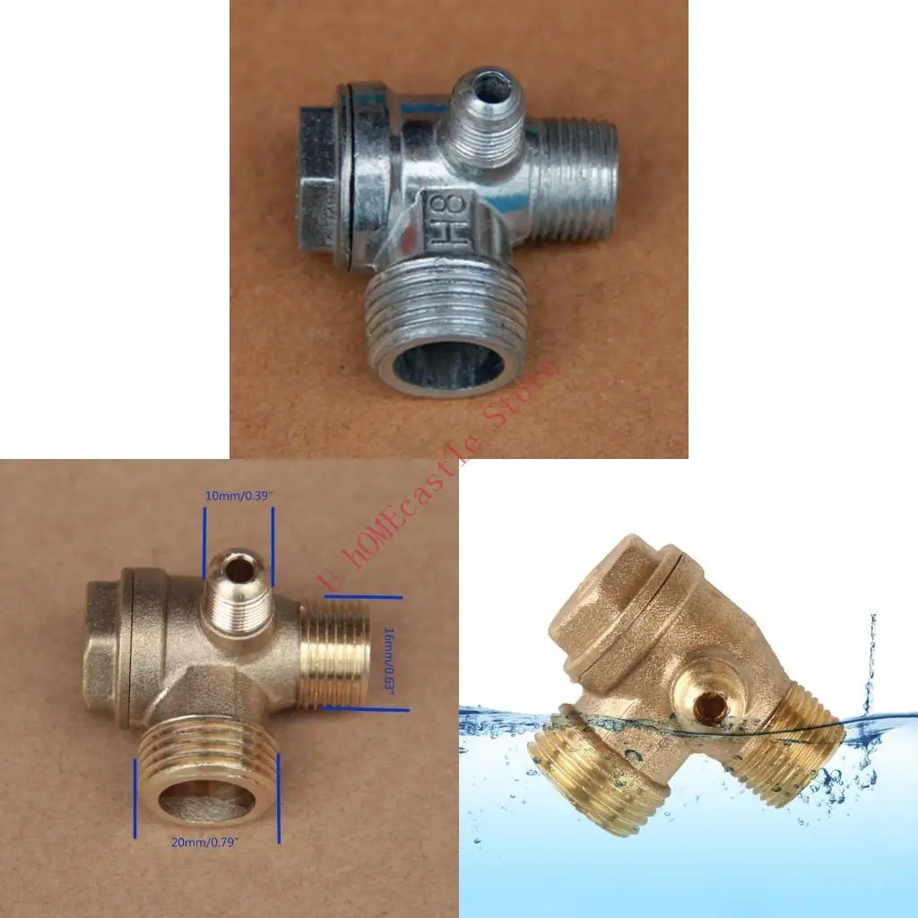 63HF Male Thread 3 Way Metal Air Compressor Check Pipe Fittings Durable