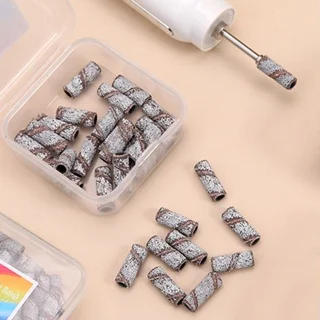 30pcs/box Mini Stainless Steel Sanding Bands Mandrel 3/32" Shaft Nail Drill Bit Accessories Tool