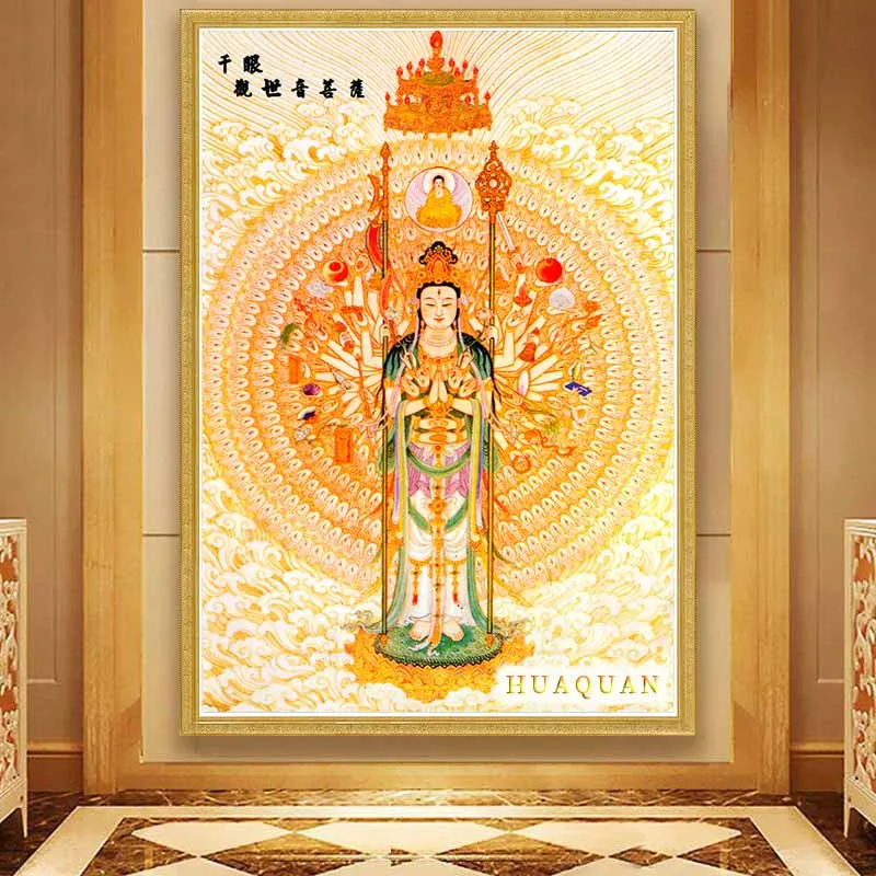 DIY Cross stitch kit cotton thread full embroidery Thousand-hand Avalokitesvara Buddhism Handmade crafts Gift Stitchwork