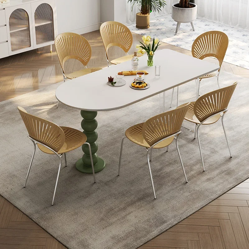 French Luxury Table Retro Style Design Rock Slab Comfortable Delicate Spacious Dining Table Kitchen Mesa Comedor Home Furniture