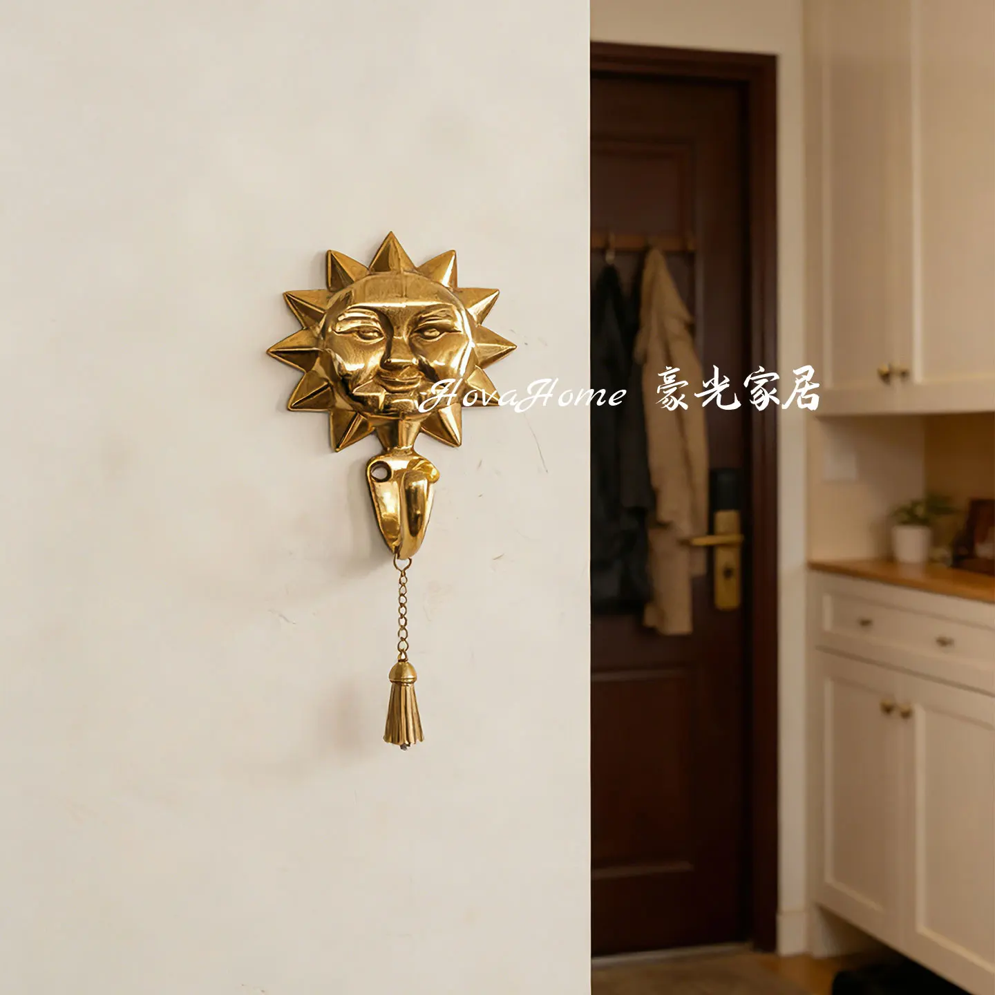 French Retro Brass Lion Head Hook Luxury Entrance Decoration Wall Hanging Door Rear Hook Creative Living Room Wall Decoration