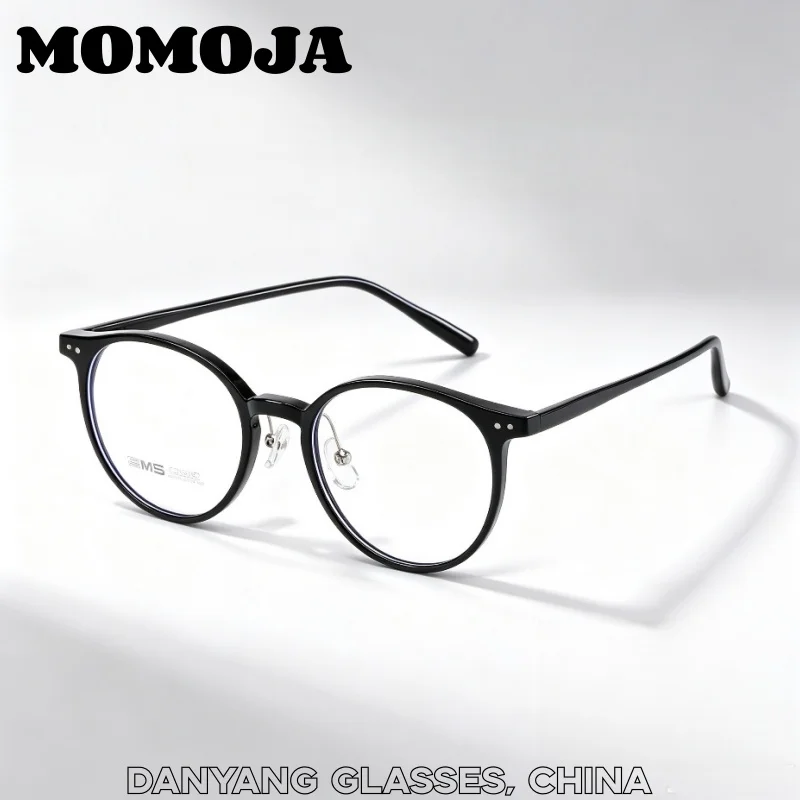 momoja-レトロラウンド-tr90-男性と女性の眼鏡フレーム超軽量ファッションカジュアルシンプルなデザイン高品質日常メガネ