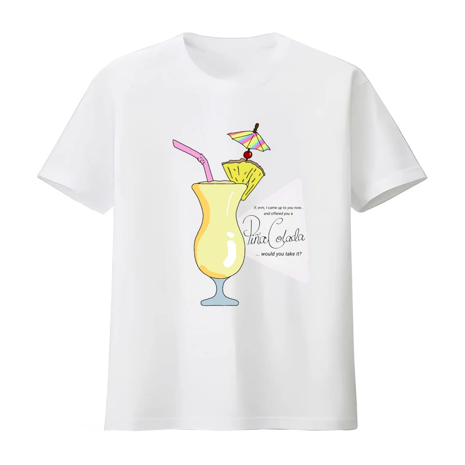 Charity Shop Sue - Pina Colada quote T-Shirt Summer Casual Cotton Tee Oversized Streetwear Tops Vintage Graphic Print
