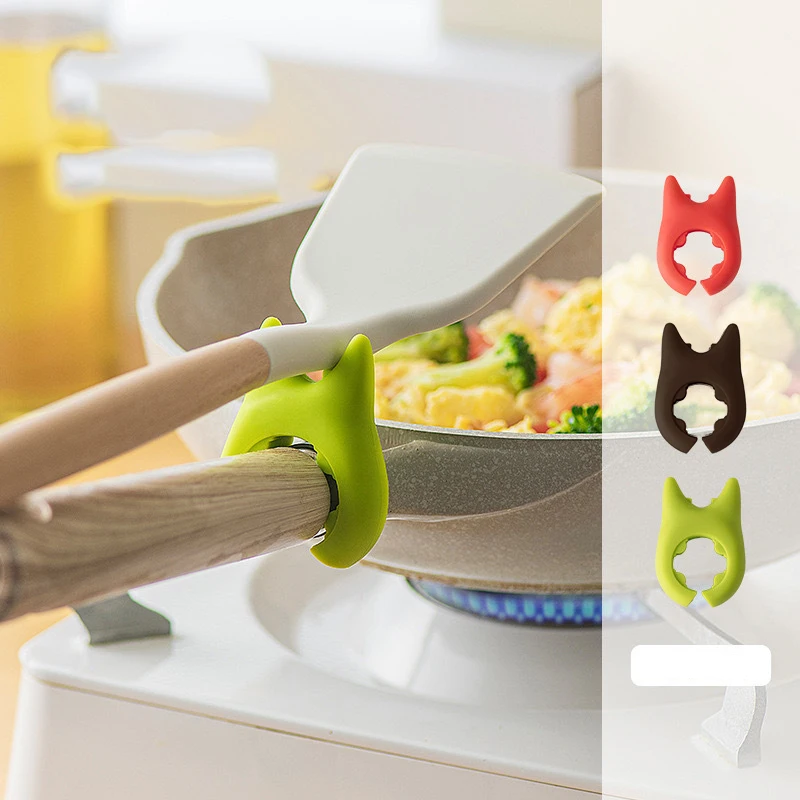 Rak Spatula garpu silikon multifungsi, dudukan Spatula Anti panas dan luapan, perlengkapan dapur setan terintegrasi kreatif