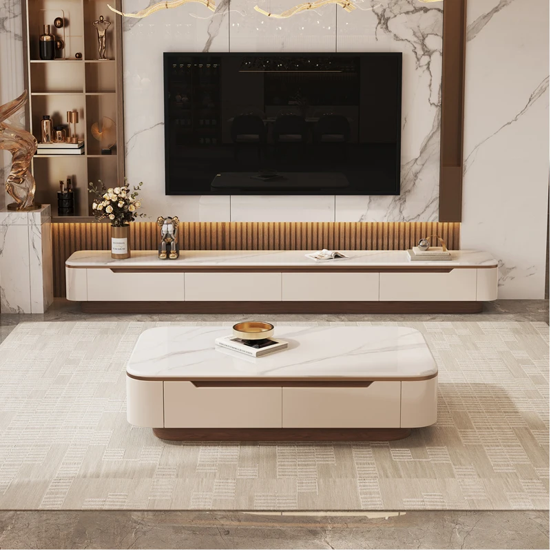 

Beige Hiding Tv Cabinet Drawers Corner Natural Wooden Space Tv Stands Luxury Saving Designer Mueble Televisor Furniture For Home