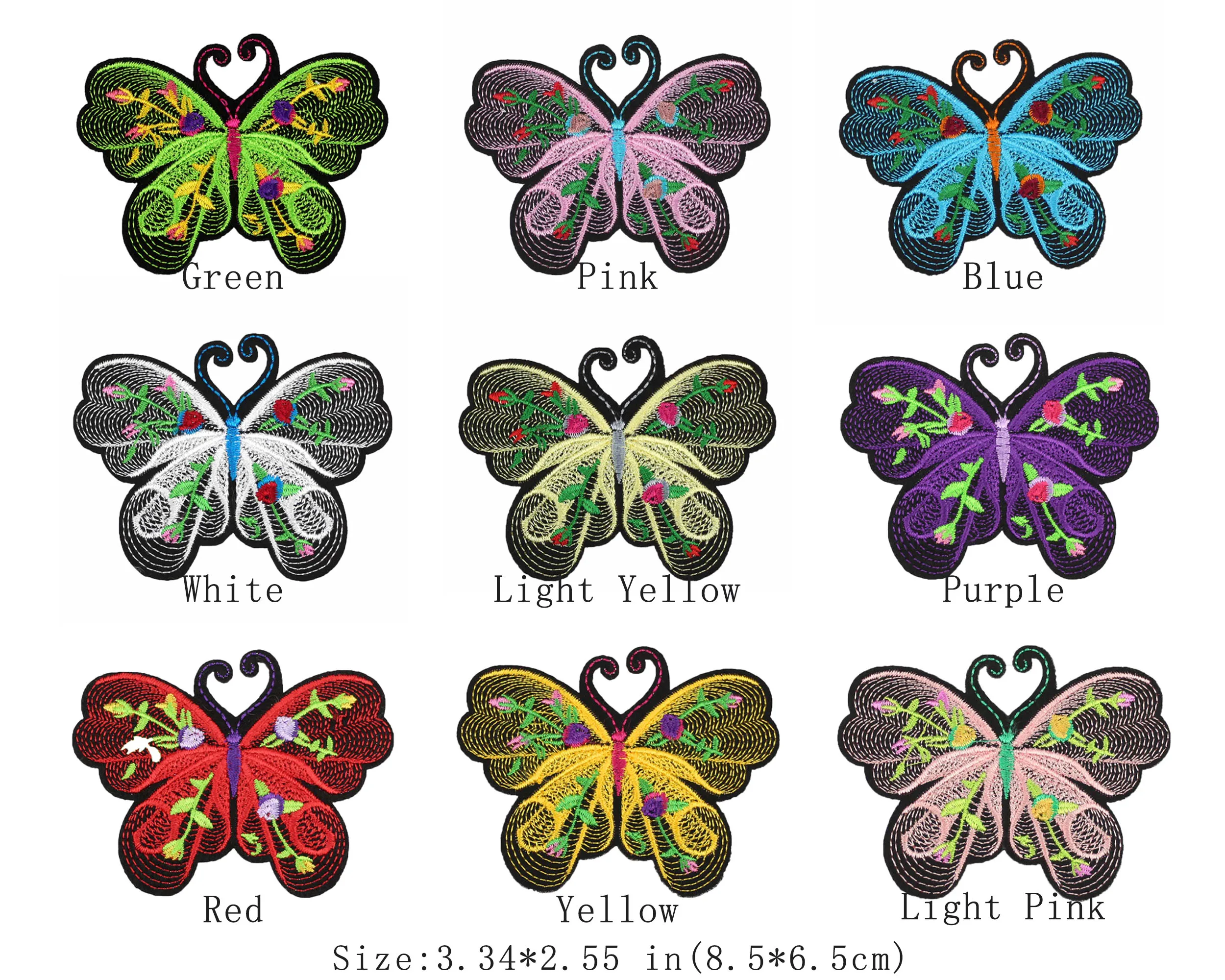 10/100PCS Iron On Sew On Applique For DIY Crafts Bag Cap Decor Badge 9Colors Embroidery Butterfly Patch