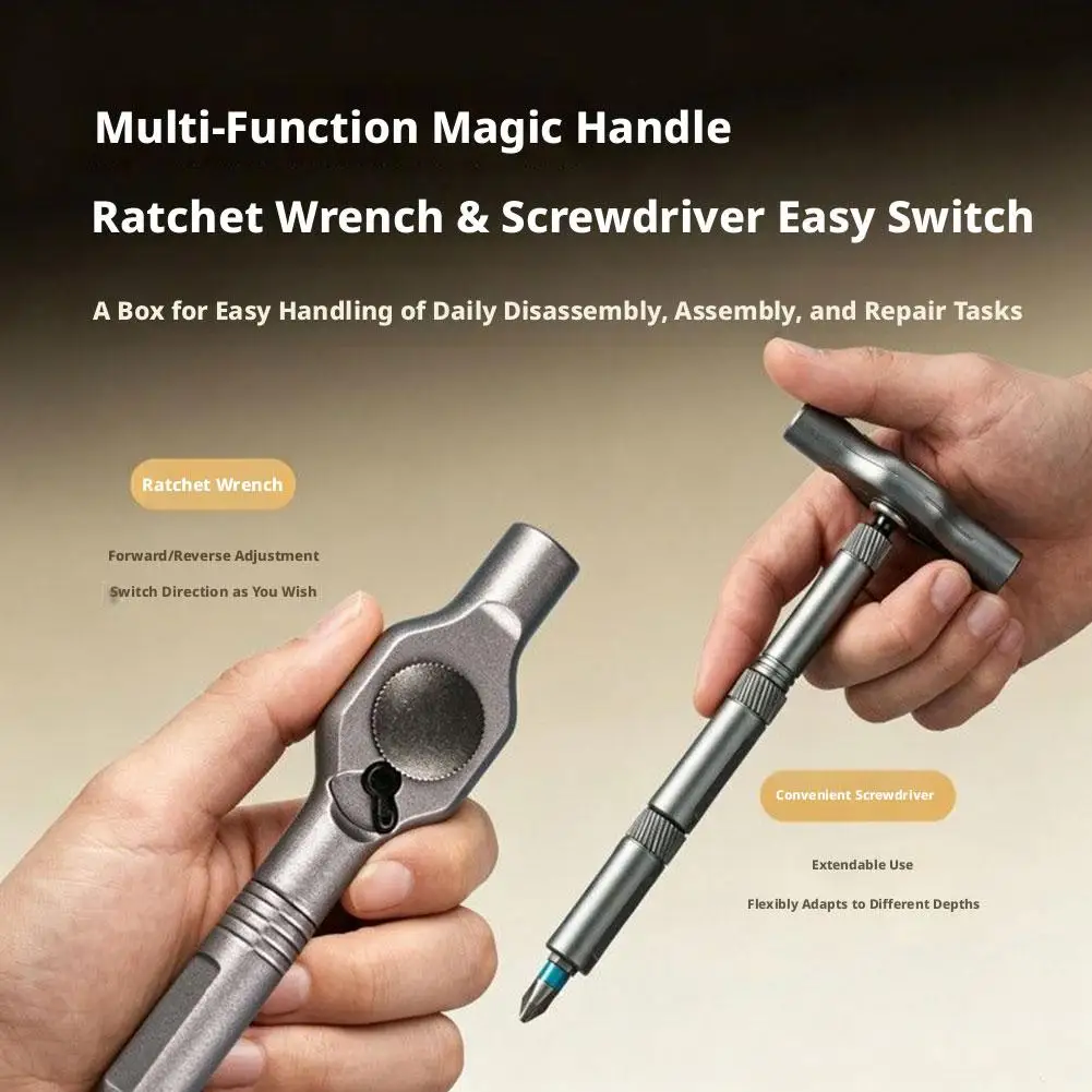 Alloy Steel T-Handle Ratchet Wrench Bidirectional Drive Compact for Tight Space Repairs Tool