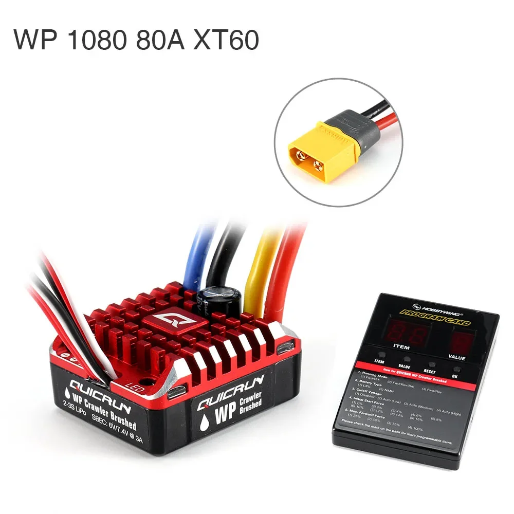 Hobbywing QuicRun 1625 25A WP1060 60A 1080 80A Waterproof Brushed ESC RTR for 1/8 1/10 1/16 1/18 RC Car Toys Robot Drone