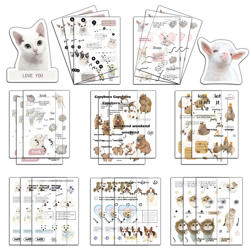 냉장고 수하물 컴퓨터 스케이트보드에 적용 가능한 크리에이티브 반려동물 커피 스티커, 8 크로스 보더 휴일
