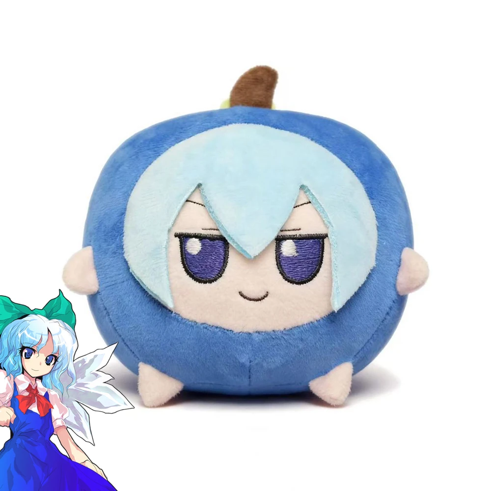 Game Touhou Project Cirno Cosplay Doll Q Version Apple Plush Stuffed Cotton Doll Collectible Room Decoration