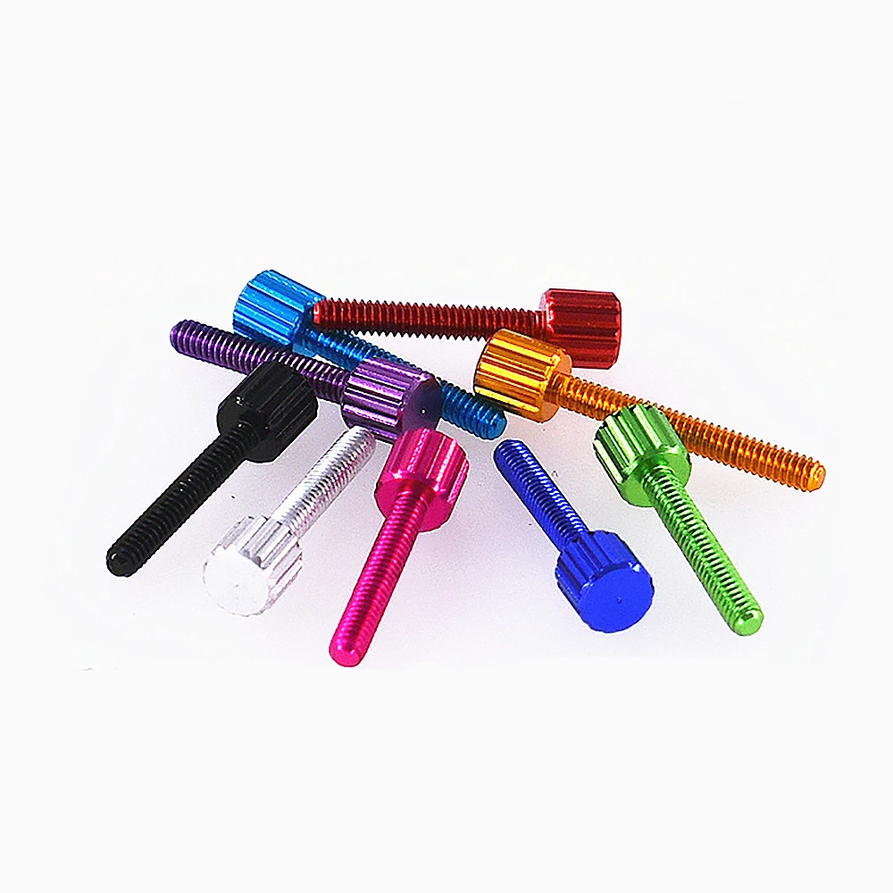 

M2*4/8/12/15mm Colourful Thumb Screw Aluminum Alloy Flat Head Knurled Hand Tighten Bolts Computer Case DIY Parts