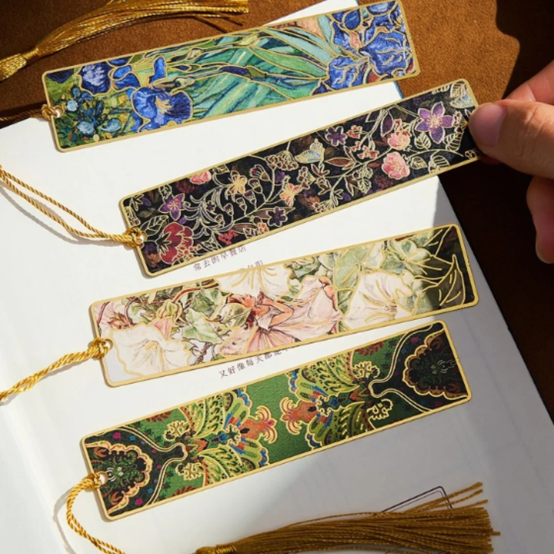 Artistic Metal Bookmark Retro Vintage Oil Painting Bookmark Floral Metal Bookmark Delicate Decorative Book Mark For Art Deco