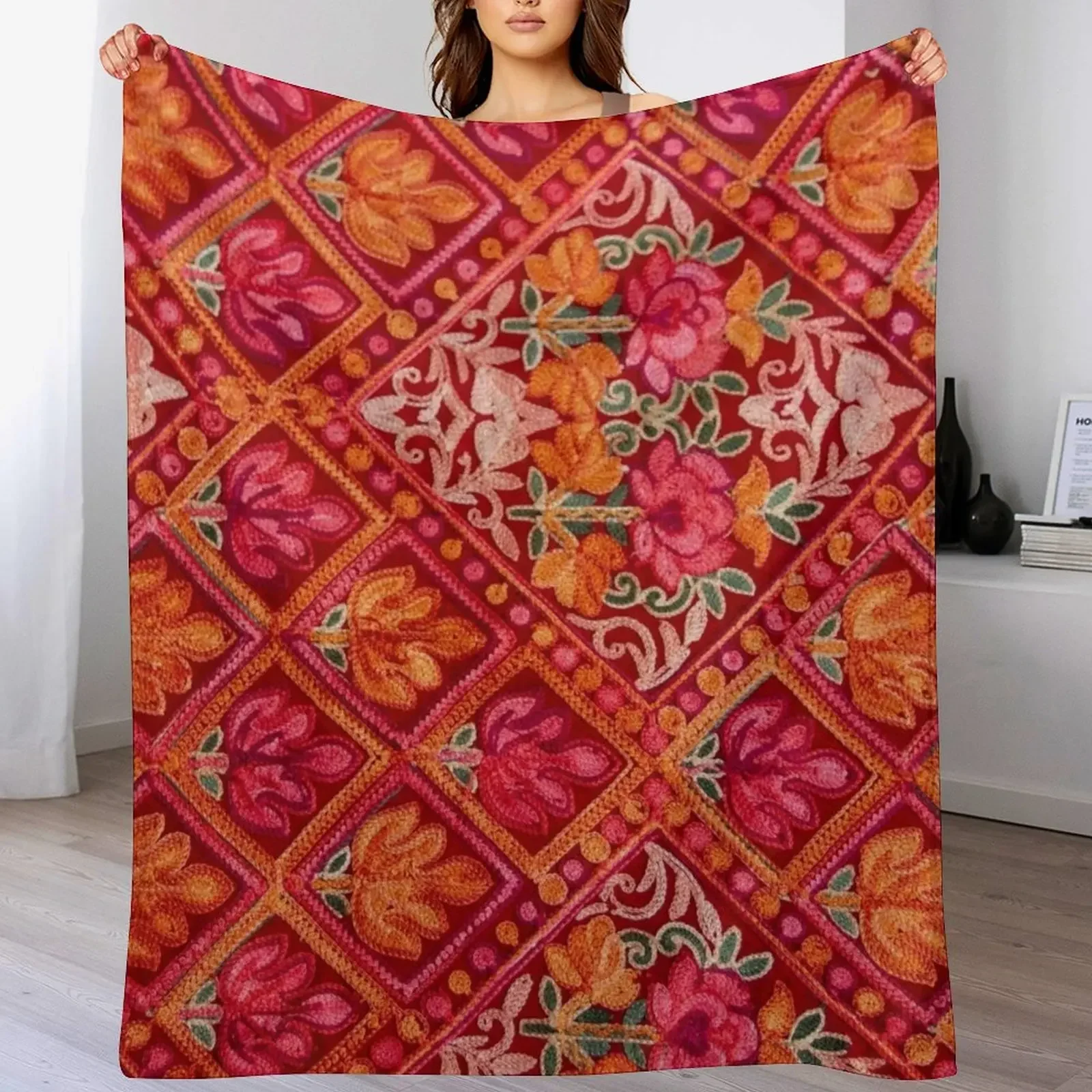 

Gypsy Boho Kashmir Embroidery Throw Blanket Cozy Throw Blanket for Bed Sofa Chair