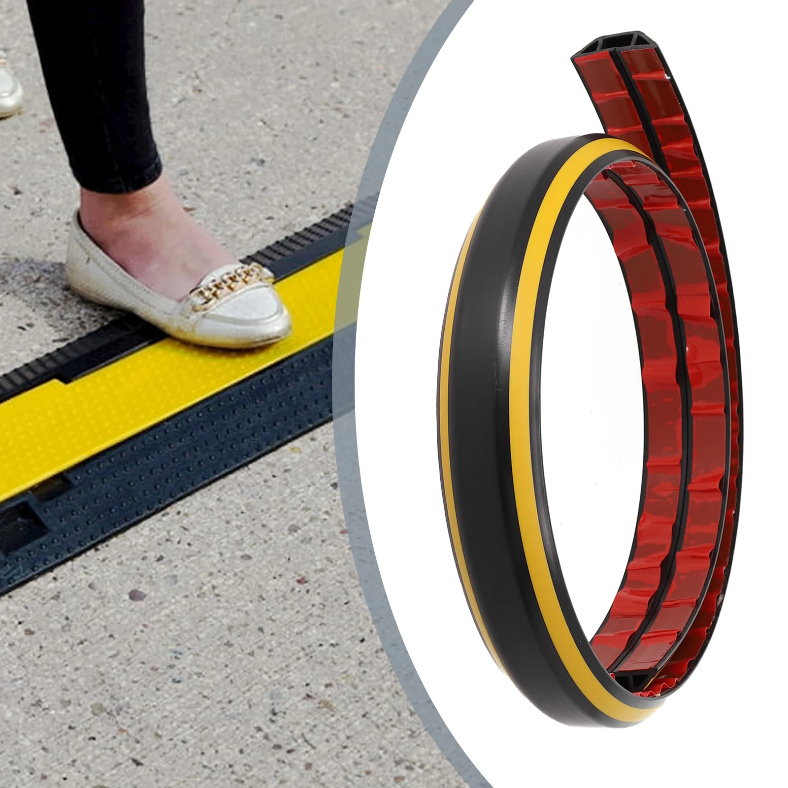 Soft PVC Condoms Yellow And Black 1m Floor Cable Protection Cover Condoms Office Yellow-black D40 D50 (50mm) Gym Home