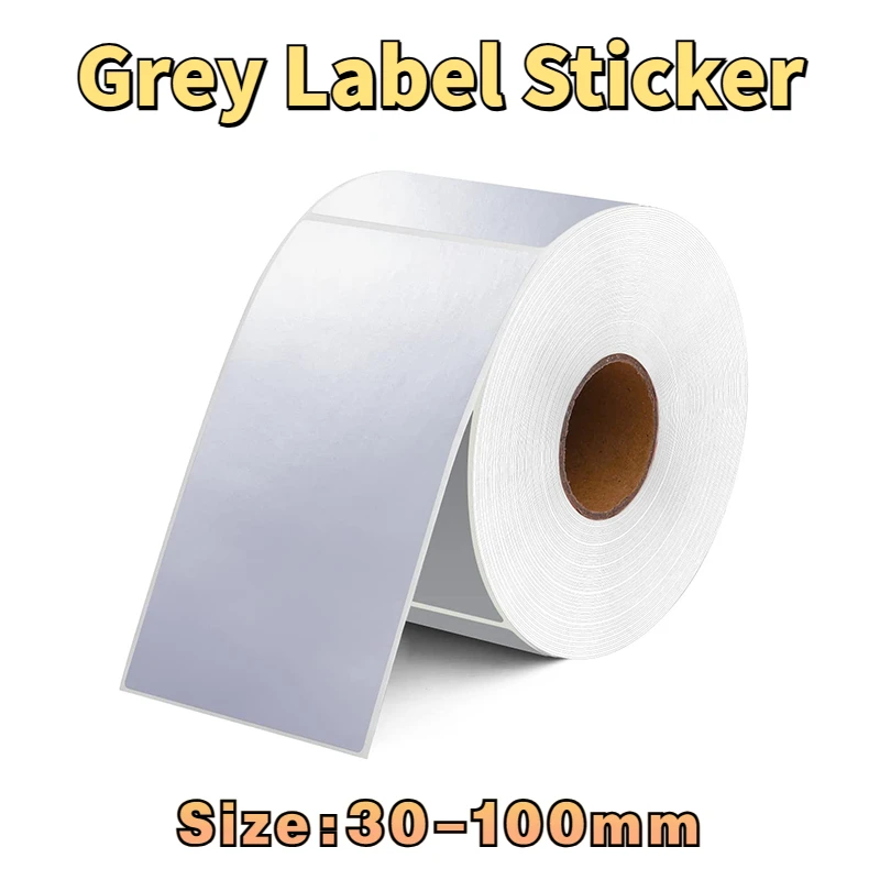 

Grey Color Thermal Label Sticker Adhesive Rectangular Color Coding Stickers 30-100mm Square Inventory Label Name Tag Per Roll