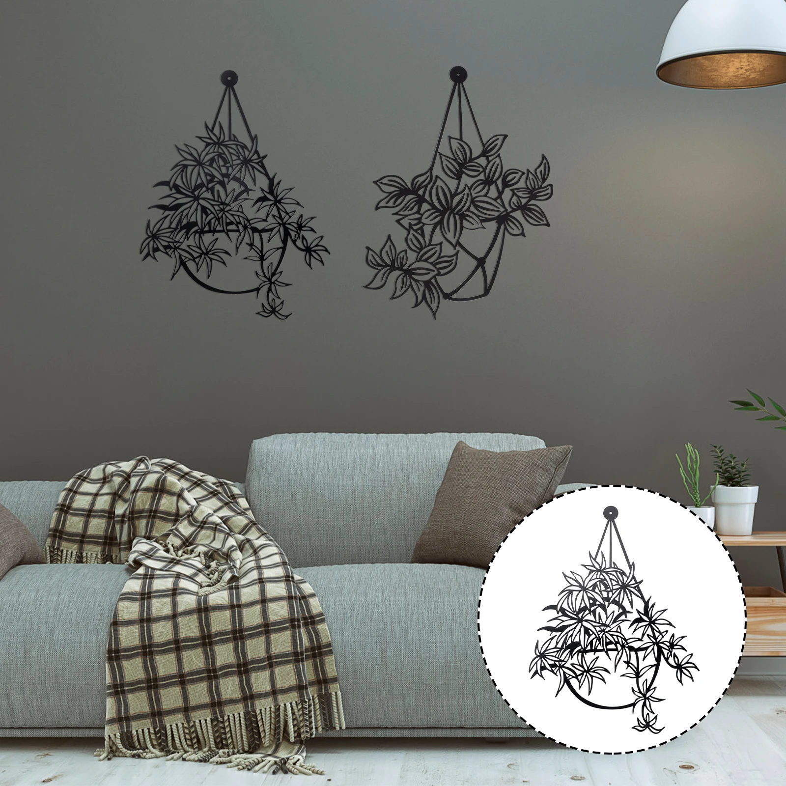 

Flower Decor Floral Wall Hanging Sculpture Basket Iron Decorative Mount Decorations