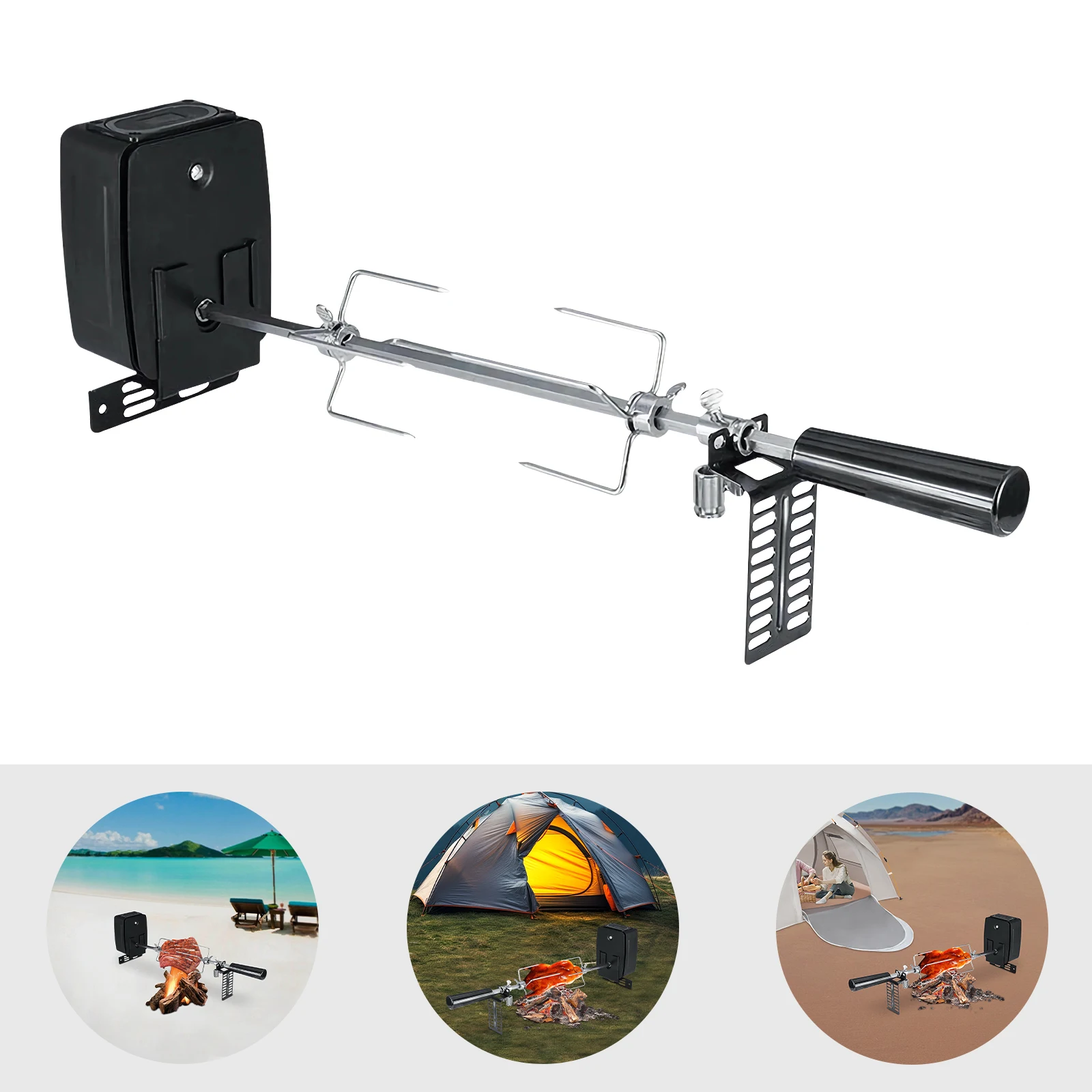 

Электрическая жаровня для барбекю, гриль с вращающимся наконечником, набор наконечников для гриля с двигателем, 360° ° Угол вращения, скорость 2-3 об/мин, для использования в помещении и на открытом воздухе