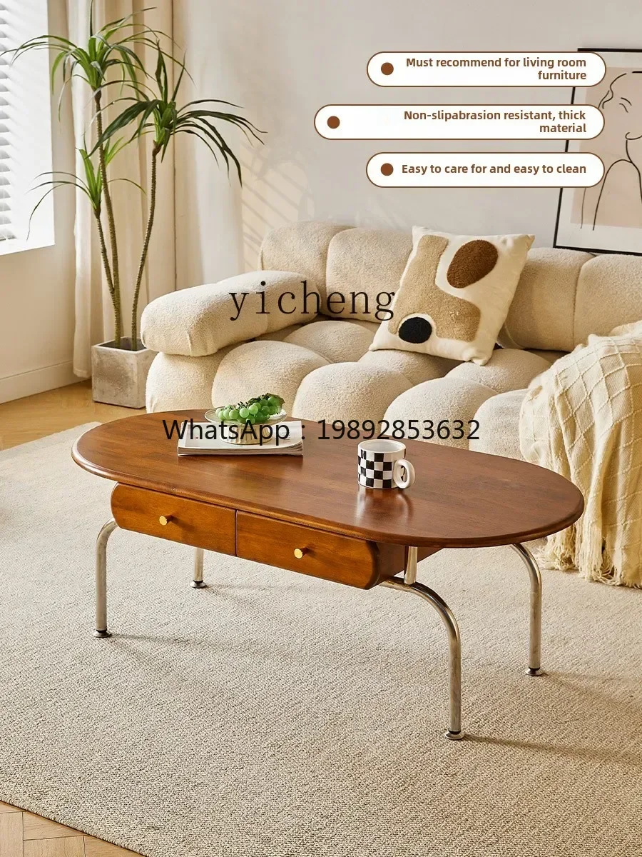

TT French retro coffee table TV cabinet household living room medieval oval tea table
