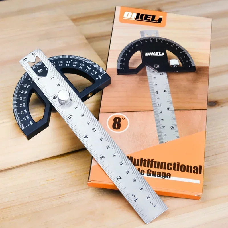 

1pc, 8 Inch Angle Gauge, Metric Inchs Double Scale, Edge Measurement Marking Ruler for Woodworking, Dropship
