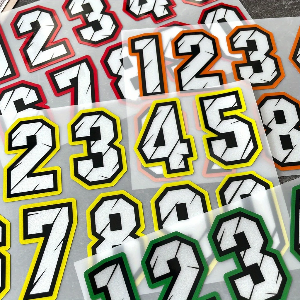 

1set Racing Number 0-9 Vinyl Sticker , Waterproof Decals for Motorcycle Helmets