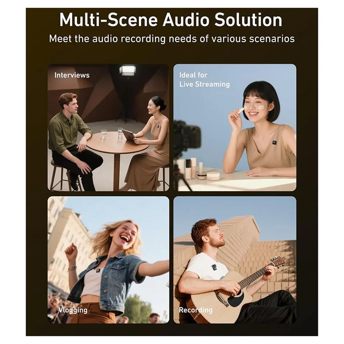 Wireless Lavalier Microphone with Charging Case, One-Click Noise Reduction 32KHz for Video Recording
