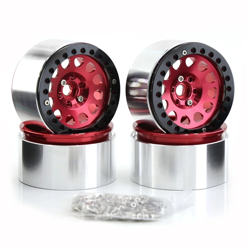 4Pcs 2.2inch Beadlock Wheel Rim Wheel Hub for 1/10 RC Crawler Car Axial SCX10 Wraith Capra RR10 RBX10 Traxxas TRX4, 1