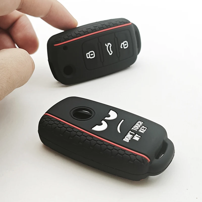Car Key Case for VW Golf 4 5 6 Jetta POLO for Skoda Yeti Superb Rapid Octavia for SEAT Leon Ibiza 3 Button Silicone Key Cover