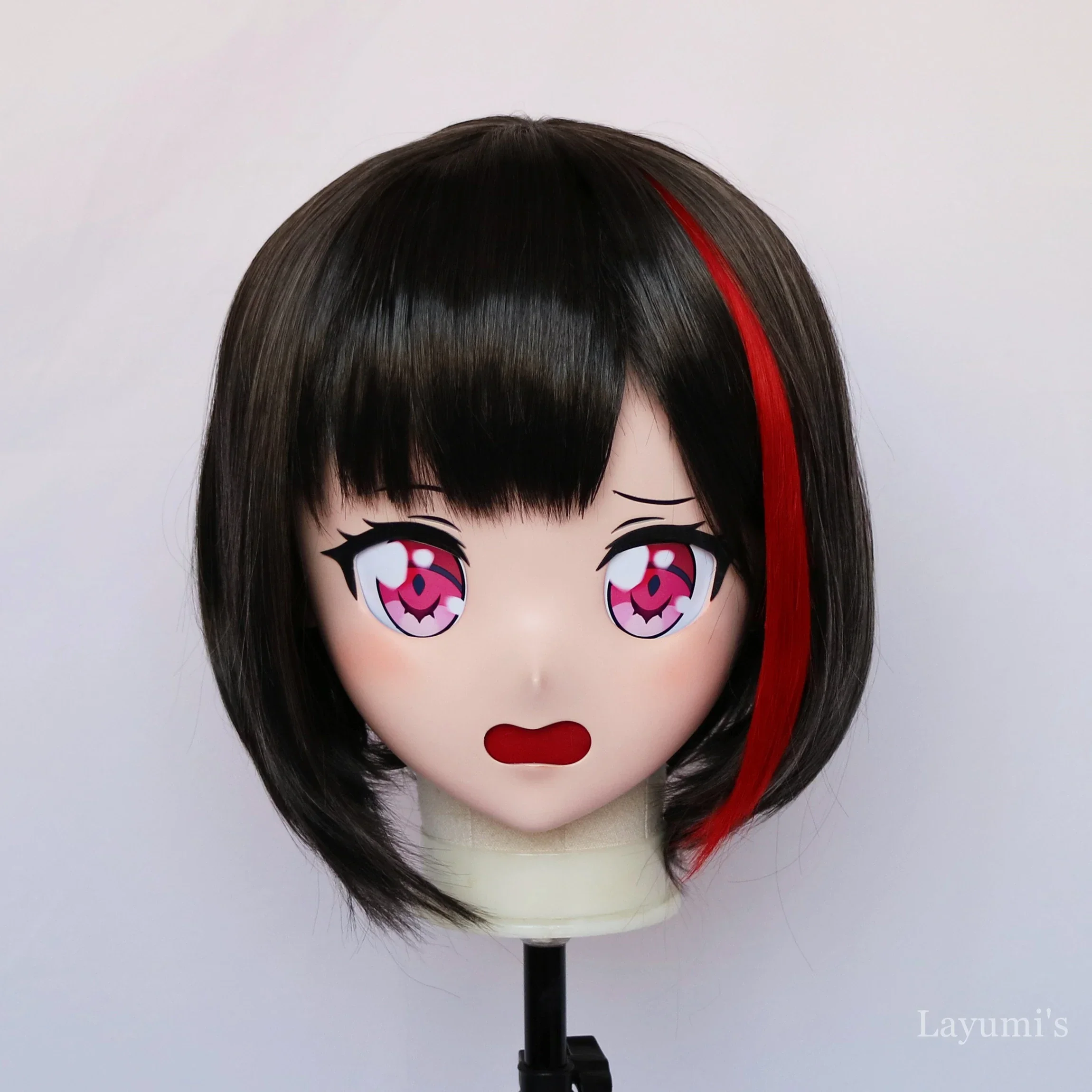 (B55) Customized Full Head Lifesize Mask Play Coser Crossdressing with Backshell Silicone Anime Mitake Ran Kigurumi Mask Cosplay