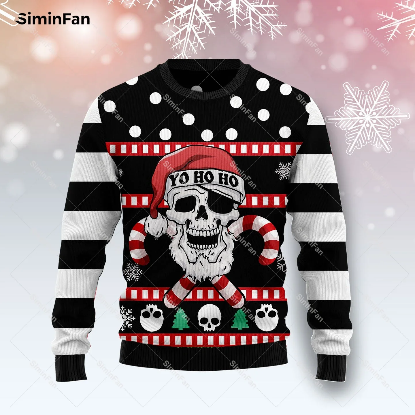 Suéter de Navidad con estampado 3D de calavera de pino para hombre, sudadera informal, camisas de manga larga, abrigo Unisex, ropa de calle