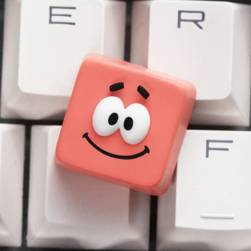 Lucu Anime Keycaps 3D Resin bintang laut merah muda buatan tangan topi Keyboard disesuaikan Artisan keycap untuk mekanik aksesori Keyboard