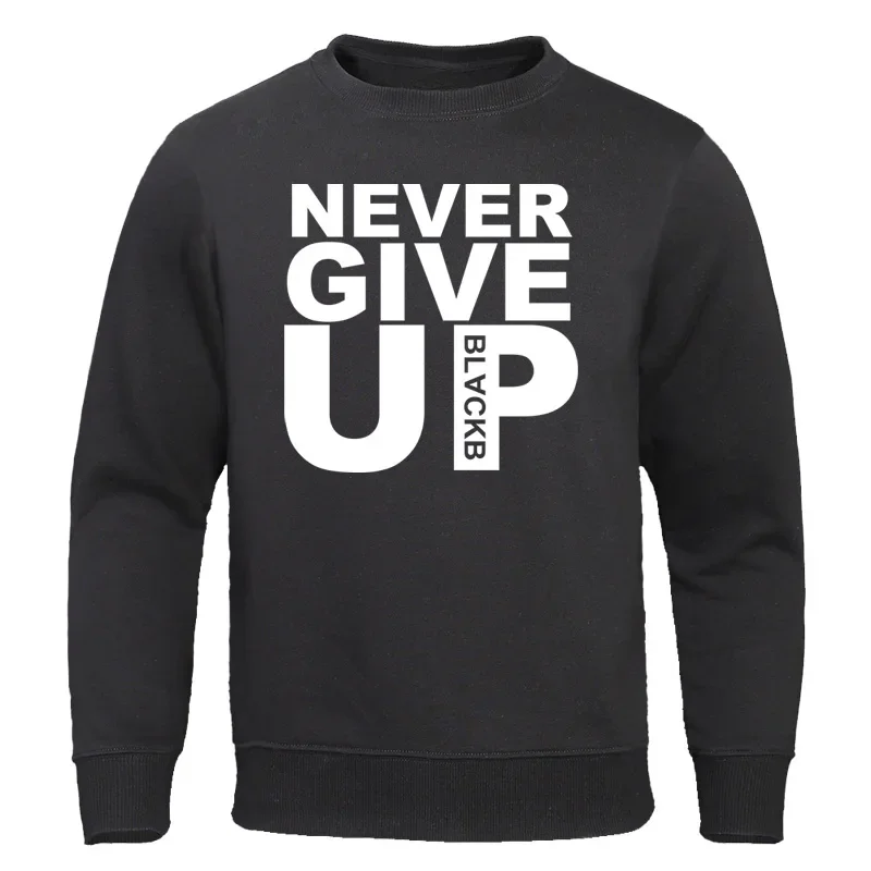 You'll Never Walk Alone Never Give Up Sweatshirts Mens Fashion Oversized Clothing Crewneck Breathable Loose Sportswear Male